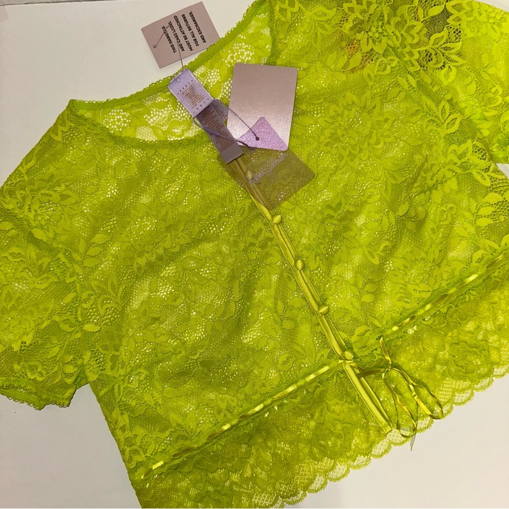 FENTY Lace Crop Top in Neon Lime, NWT